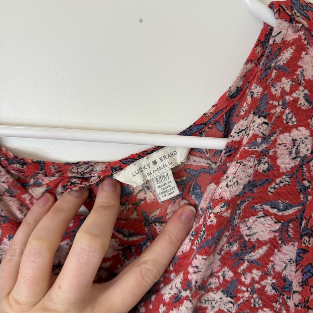 Lucky Brand Red Floral Blouse - Picture 4 of 5